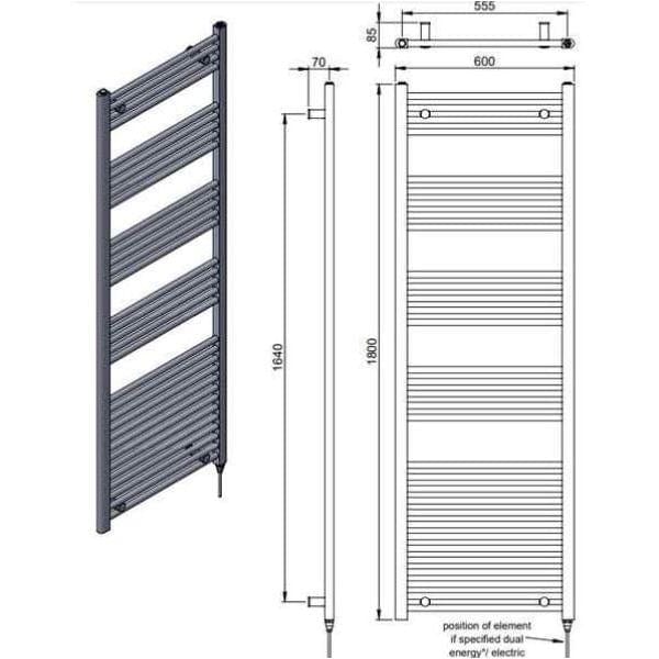 Vogue Ladder Rails Vogue Axis Straight Ladder Towel Rail in Chrome