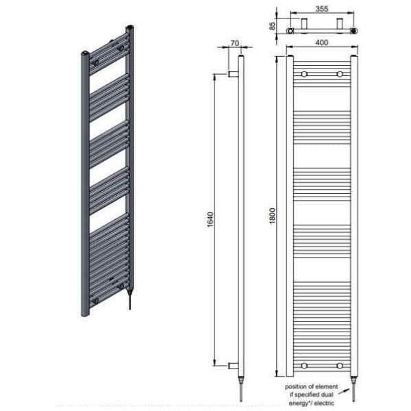 Vogue Ladder Rails Vogue Axis Straight Ladder Towel Rail in Chrome