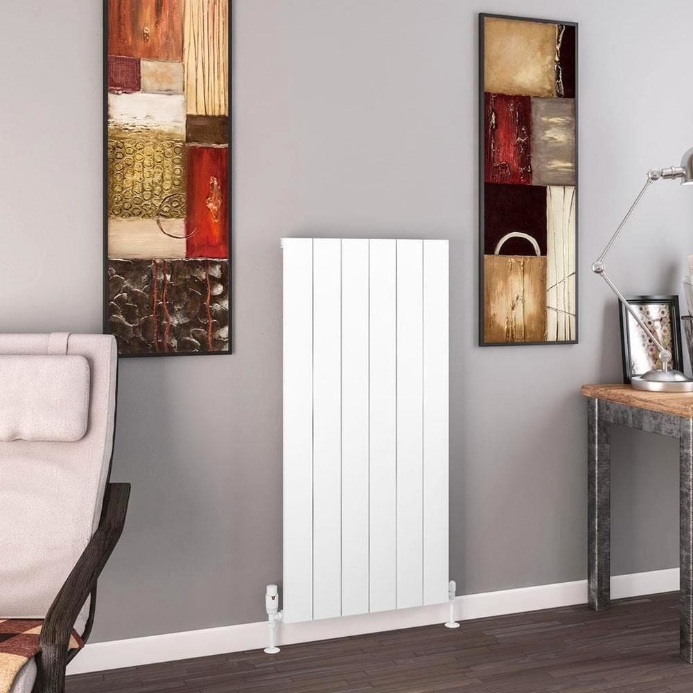 Eastbrook Panel Radiator Eastbrook Charlton Vertical Designer Radiator in Matt White 1200 x 565 / Dual Fuel