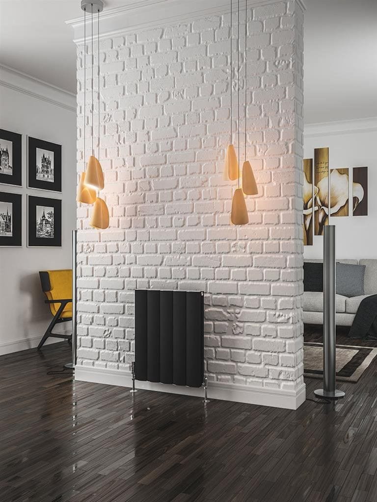 Eastbrook Panel Radiators Eastbrook Guardia Straight Horizontal Aluminium in Matt Black 600 x 470 / Electric Only