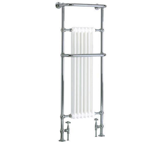 Heritage Insert Radiators Heritage Cabot Traditional Vertical Heated Towel Radiator - Floor Mounted - 1500 x 580 - Chrome/White - AHC103