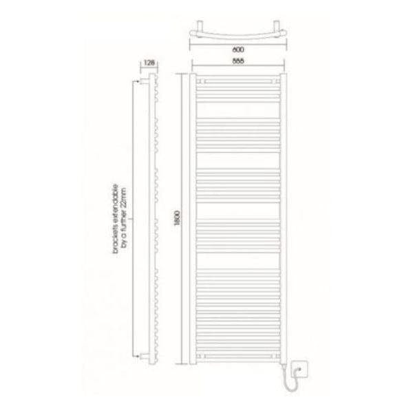 Vogue Ladder Rail Vogue Combes Curved Ladder Towel Rail in Chrome 1800 x 600 / Electric Only