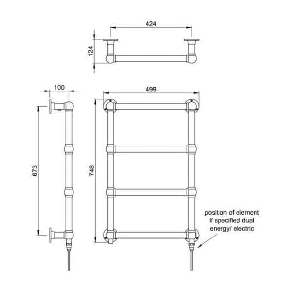 Vogue Traditional Towel Radiator Vogue Ballerina Traditional Straight Wall Mounted Heated Towel Rail in Chrome