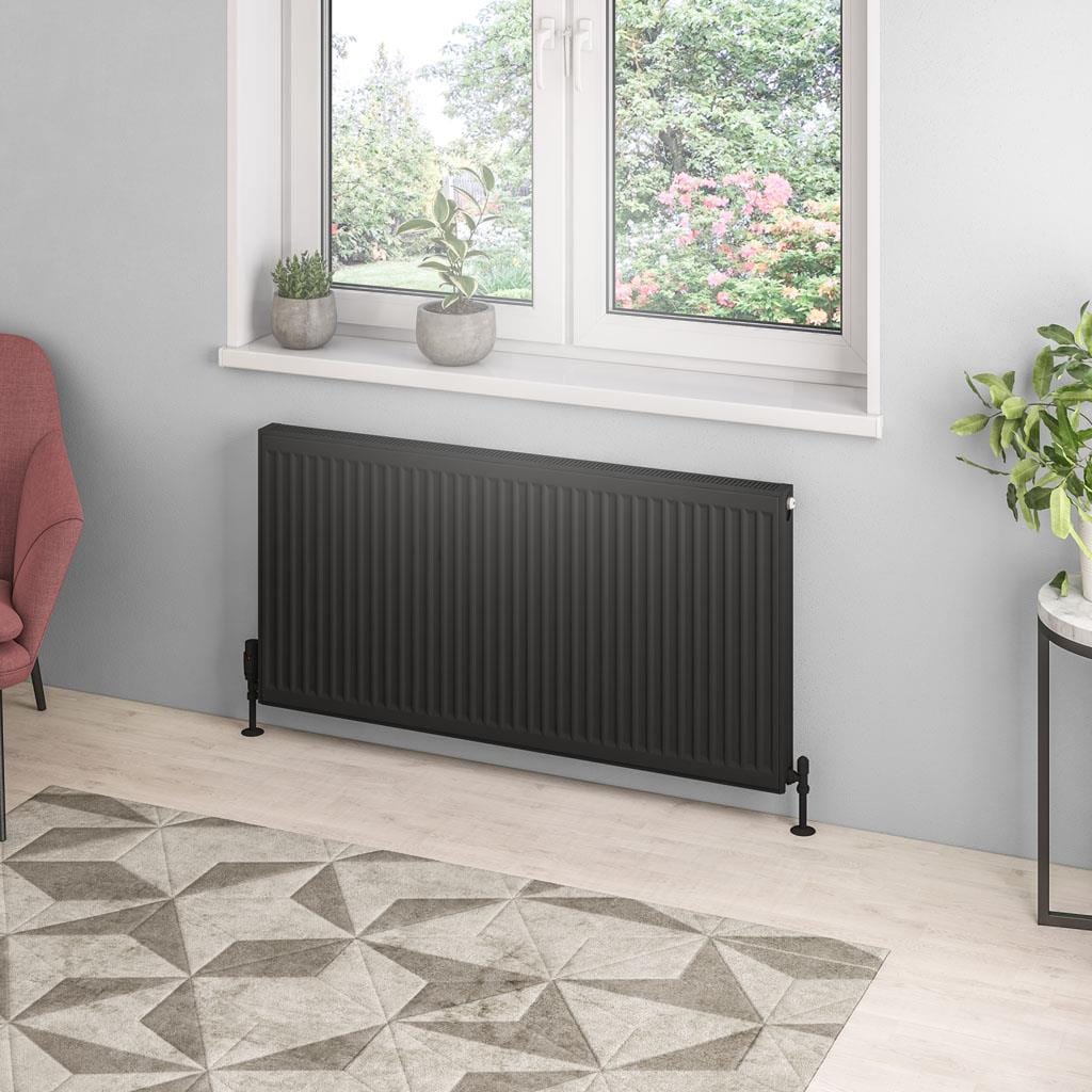 Aquarius Type 21 Aquarius Type 21 Compact Panel Radiator In Matt Black 600 x 1200