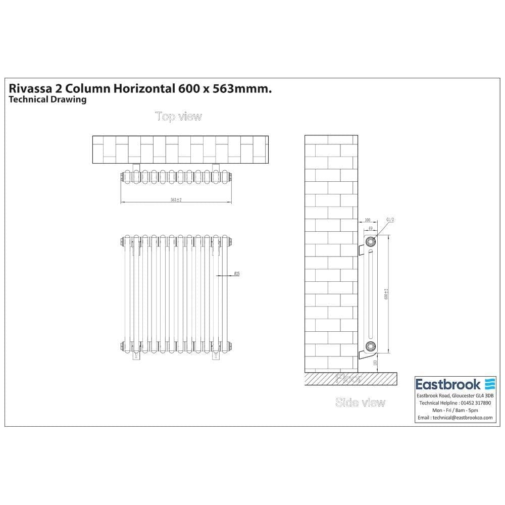 Eastbrook Rivassa Traditional 2 Column Radiator in Matt Black