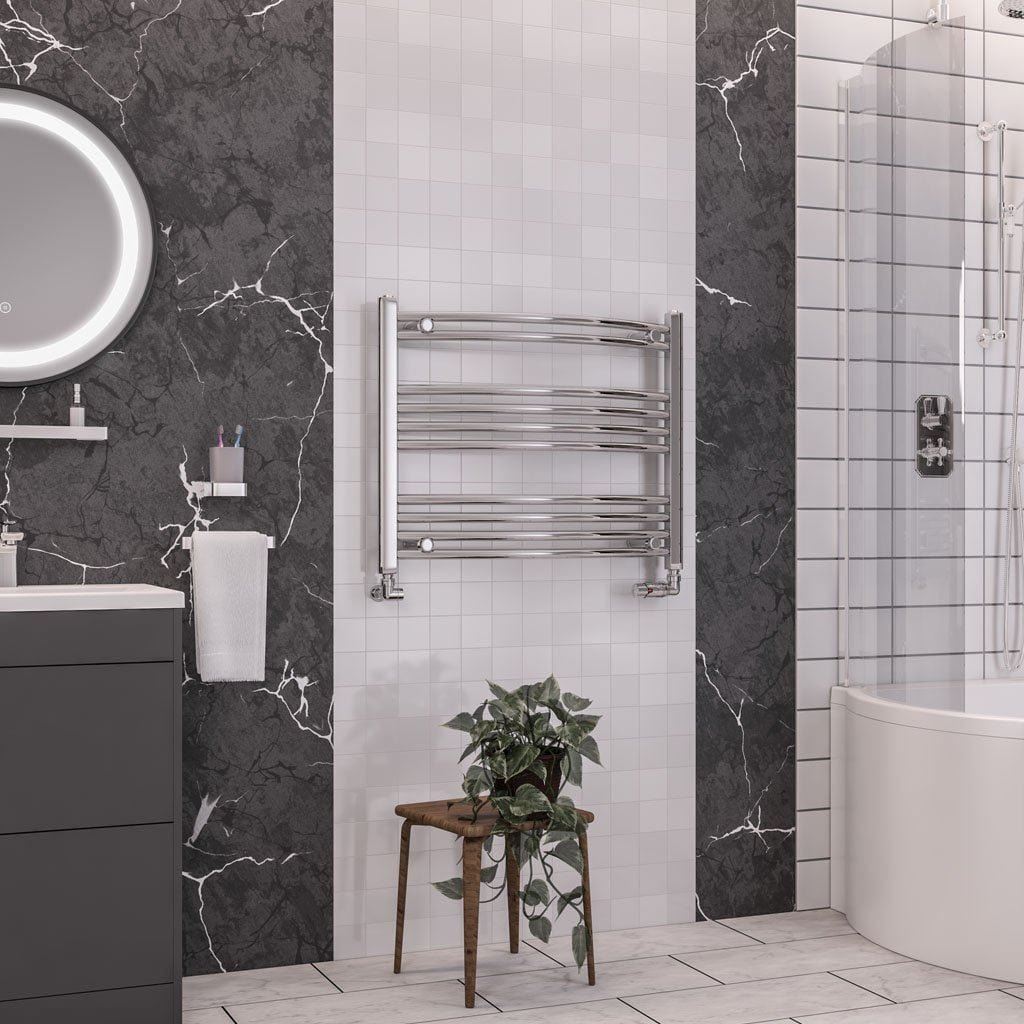 Eastbrook Ladder Rails Eastbrook Wendover Curved Vertical Heated Towel Rail in Chrome 600 x 750 / Central Heating