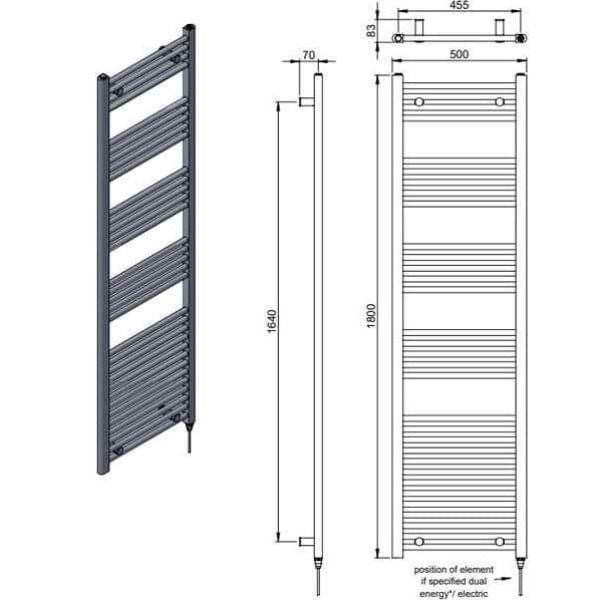 Vogue Ladder Rails Vogue Axis Straight Ladder Towel Rail in Chrome