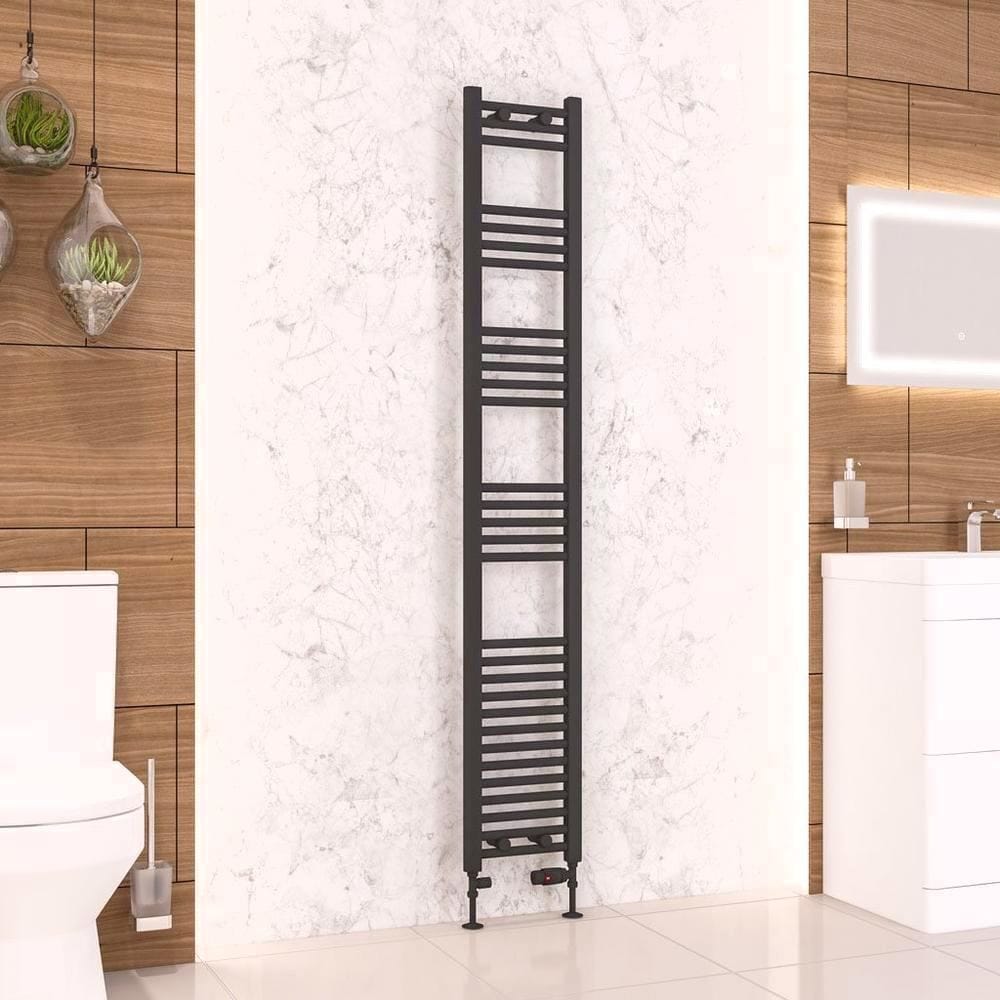Eastbrook Ladder Rail Eastbrook Wendover Straight Vertical Heated Towel Rail in Matt Black 1800 x 300 / Electric Only