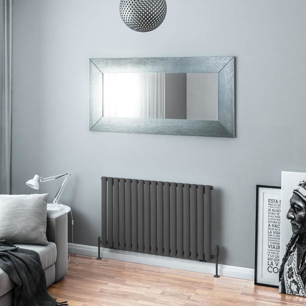Eastbrook Panel Radiator Eastbrook Tunstall Straight Horizontal Designer Radiator in Matt Anthracite 600 x 1002mm