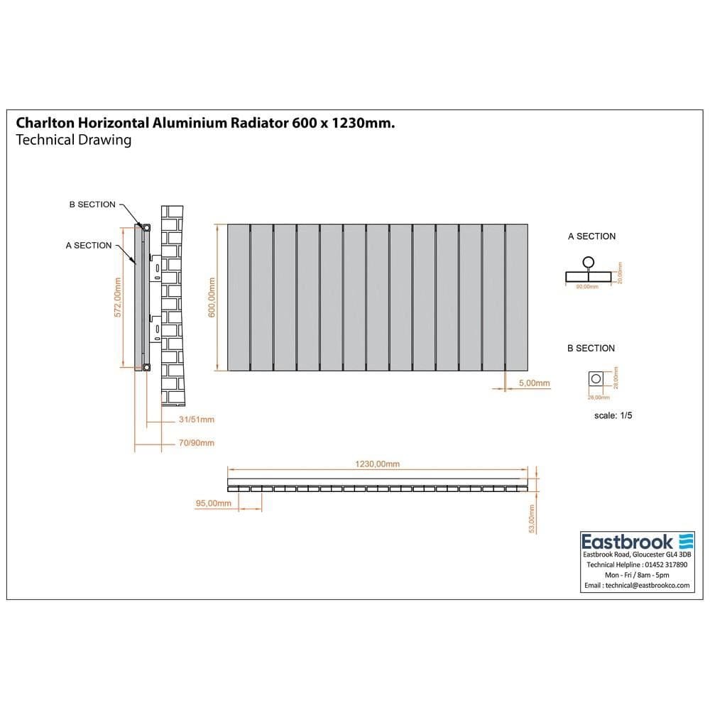 Eastbrook Flat Panel Radiators Eastbrook Charlton Horizontal Designer Radiator in Matt Anthracite