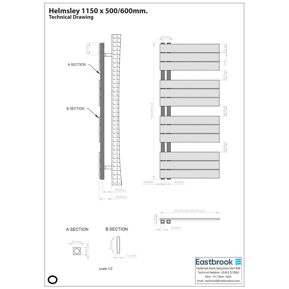 Eastbrook Designer Towel Radiator Eastbrook Helmsley Straight Vertical Designer Towel Rail in Matt Black
