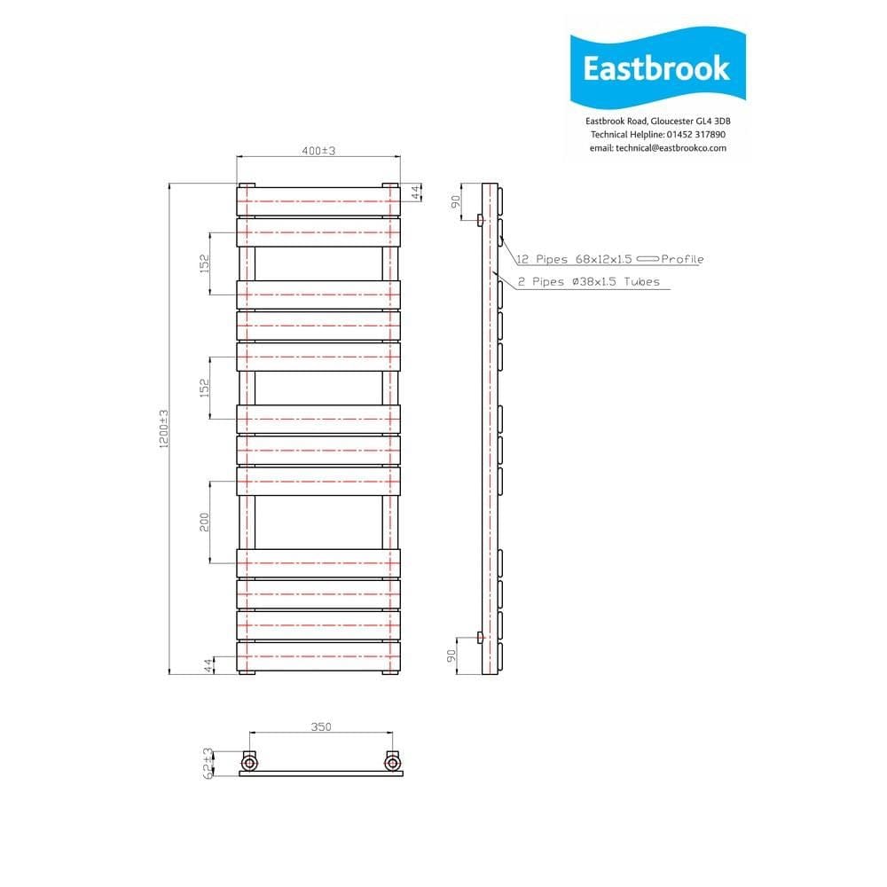 Eastbrook Designer Towel Rail Eastbrook Staverton Tube on Tube Straight Vertical Heated Towel Rail in Chrome