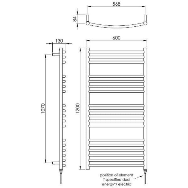 Vogue Ladder Rails Vogue Kerve Curved Ladder Rail in Polished Stainless Steel