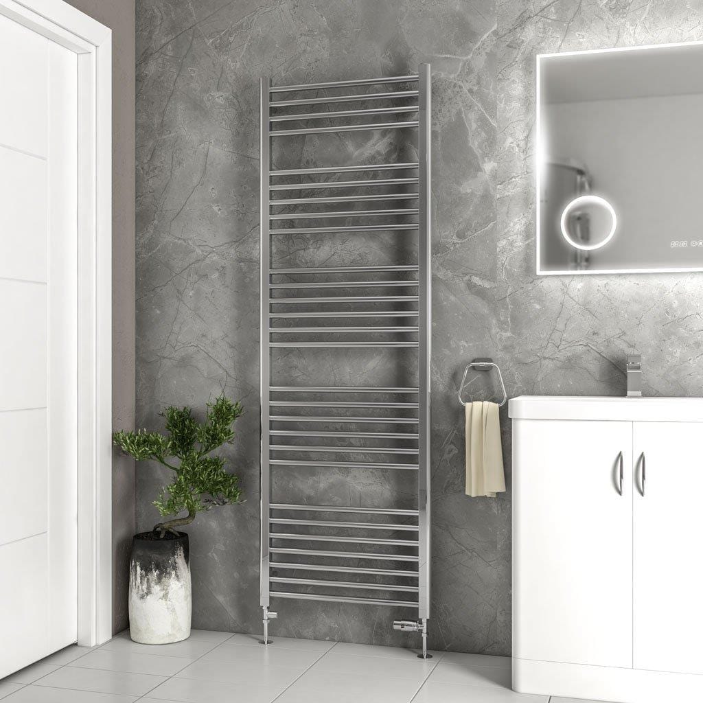Eastbrook Ladder Rail Eastbrook Wendover Straight Vertical Heated Towel Rail in Polished Stainless Steel 1800 x 600 / Central Heating
