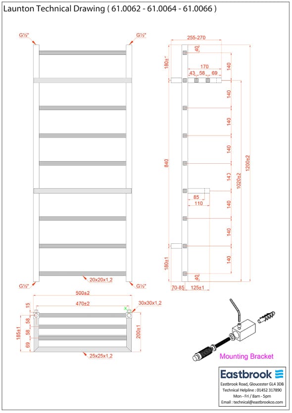 Eastbrook Designer Towel Radiator Eastbrook Launton Straight Vertical Heated Towel Rail in Chrome