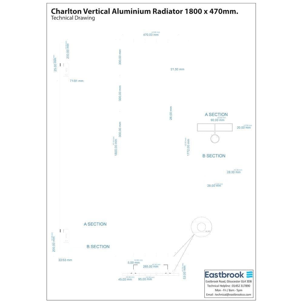 Eastbrook Charlton Vertical Designer Radiator in Matt Black