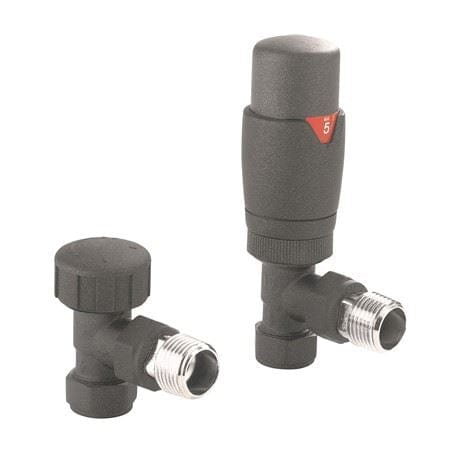 Crosswater Radiator Valves Crosswater Angled Thermostatic Radiator Valve - Kai - Anthracite - RADVTRVAA
