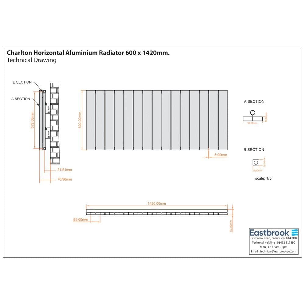 Eastbrook Charlton Horizontal Designer Radiator in Matt Anthracite