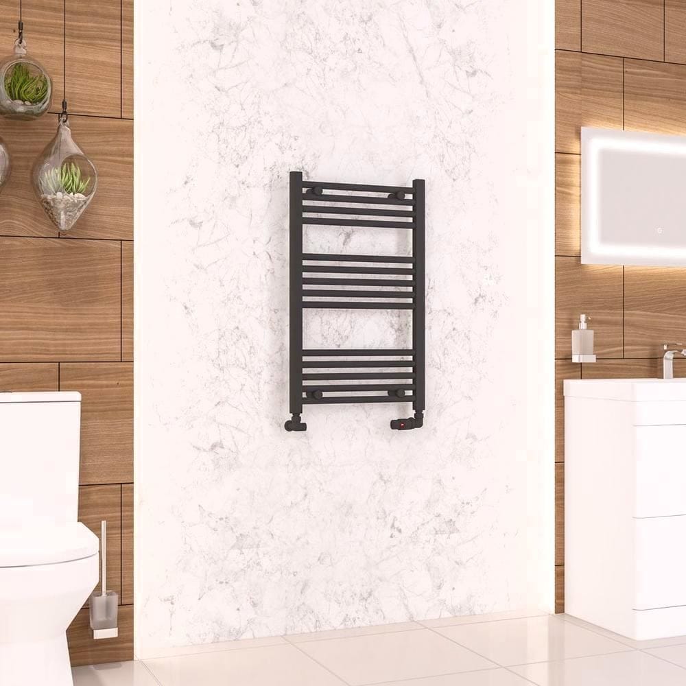 Eastbrook Ladder Rail Eastbrook Wendover Straight Vertical Heated Towel Rail in Matt Black 800 x 500 / Electric Only