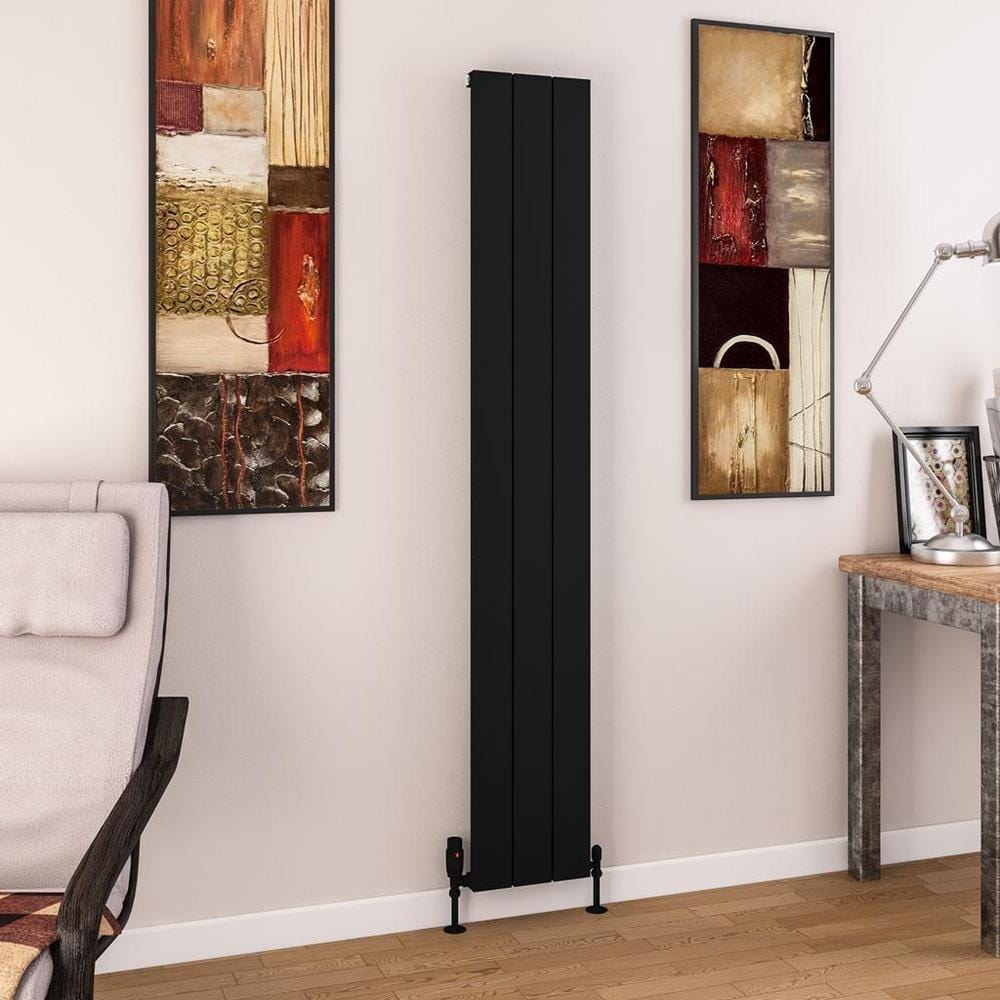 Eastbrook Panel Radiators Eastbrook Charlton Vertical Designer Radiator in Matt Black 1800 x 280 / Central Heating