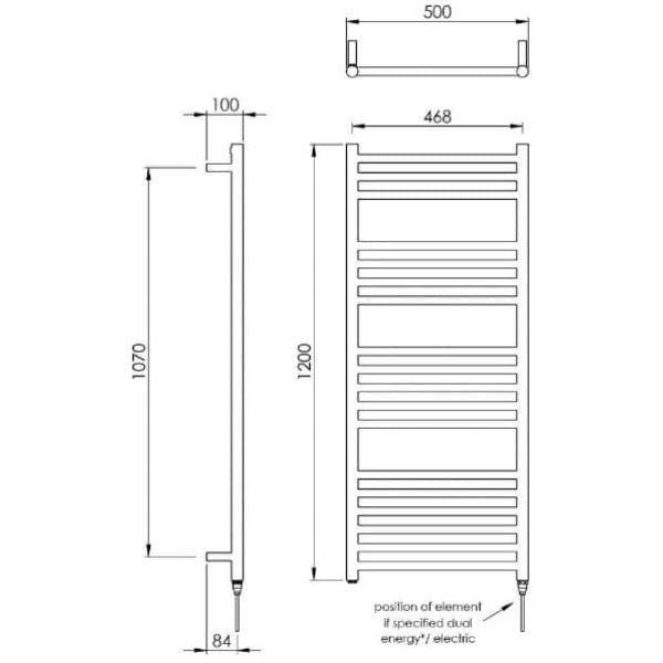 Vogue Ladder Rail Vogue Chube Straight Ladder Rail in Polished Stainless Steel