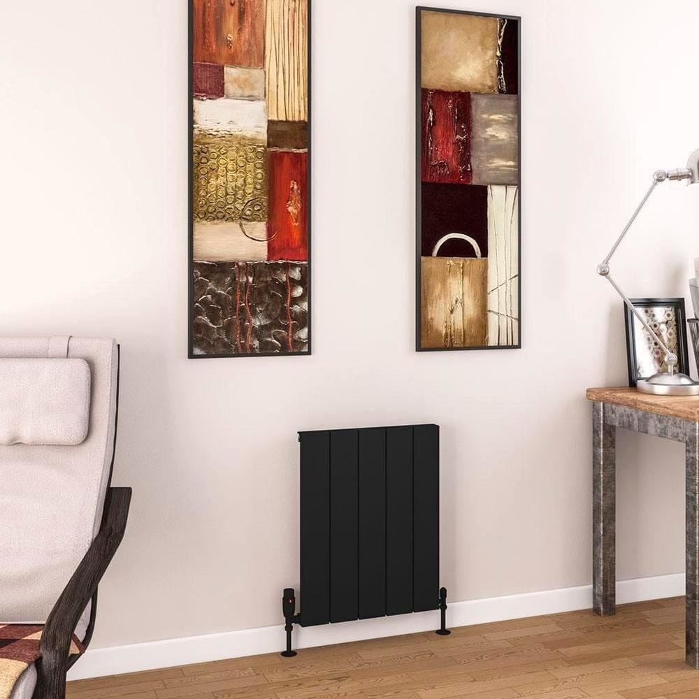 Eastbrook Panel Radiators Eastbrook Charlton Horizontal Designer Radiator in Matt Black 600 x 470 / Dual Fuel