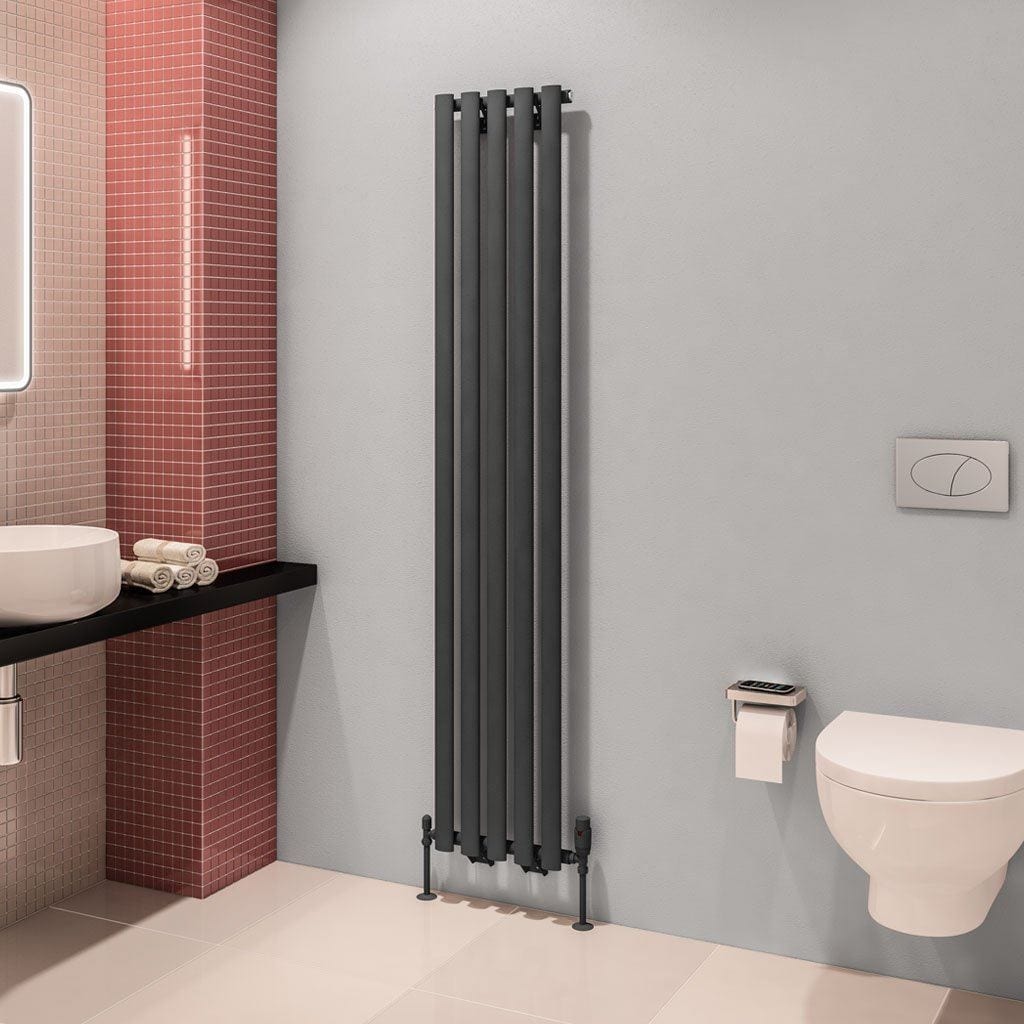 Eastbrook Panel Radiators Eastbrook Tunstall Straight Vertical Designer Radiator in Matt Anthracite 1800 x 350