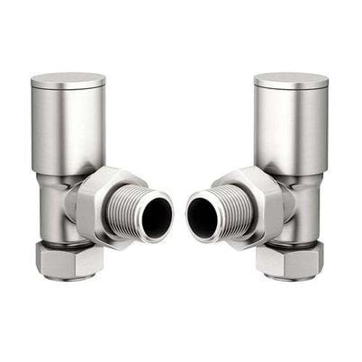 Totally Rads Radiator Valves Redroom Angled Manual Round Radiator Valves (Pair) Brushed Nickel