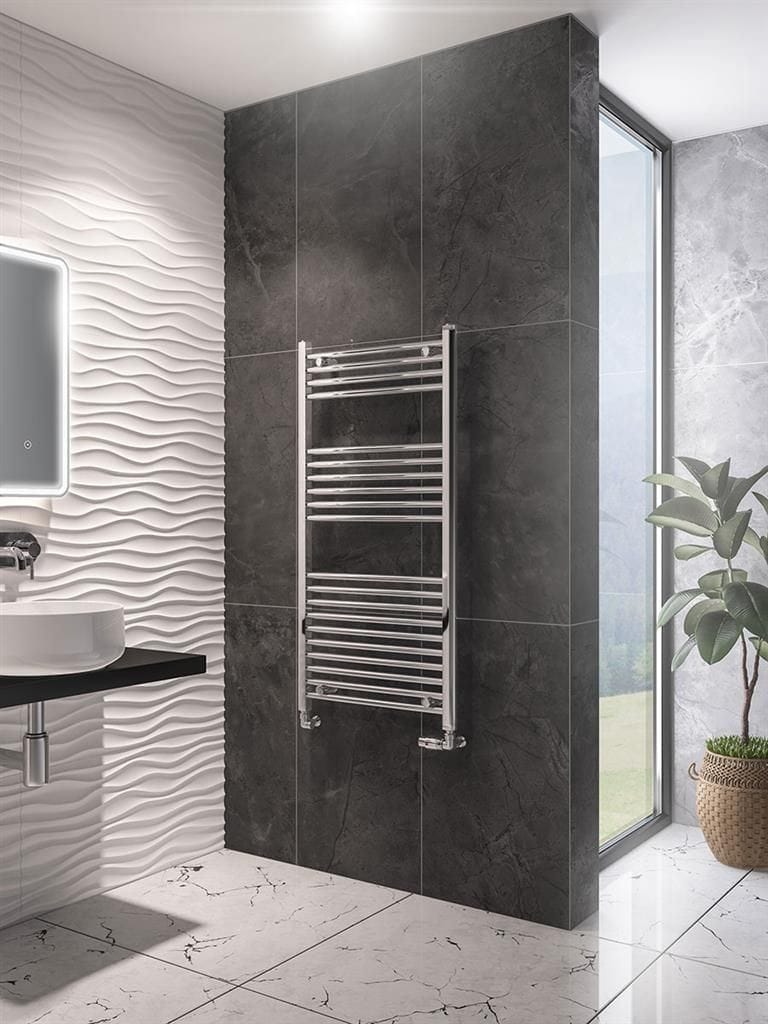 Eastbrook Ladder Rail Eastbrook Wingrave Vertical Straight Heated Towel Rail - 1200 x 600mm in Chrome