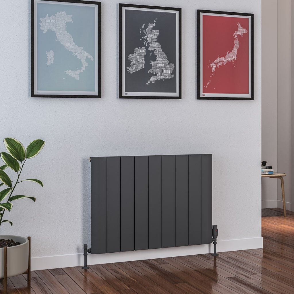 Eastbrook Panel Radiator Eastbrook Peretti Straight Horizontal Aluminum Radiator in Matt Anthracite 600 x 850mm / Electric Only