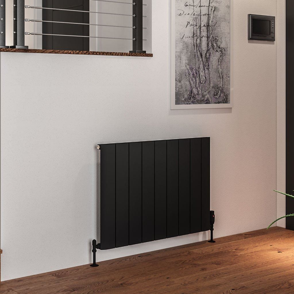 Eastbrook Panel Radiators Eastbrook Peretti Straight Horizontal Aluminum Radiator in Matt Black 600 x 850 / Dual Fuel