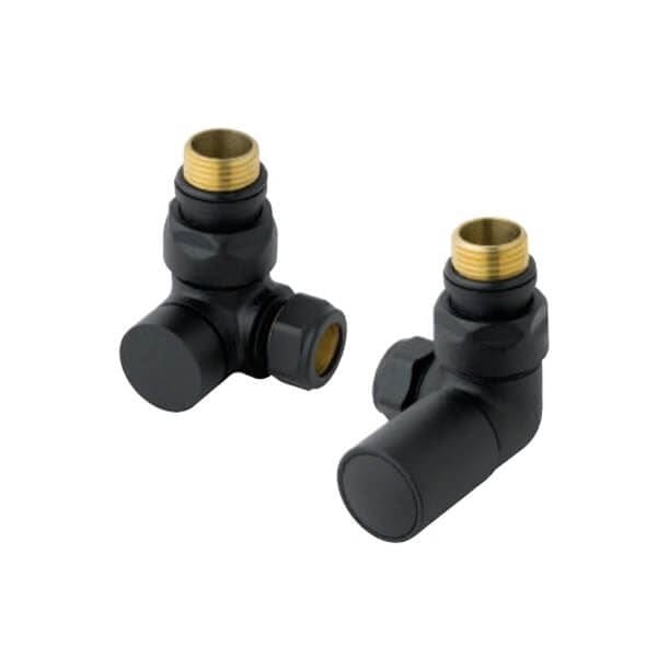 Totally Rads Eastbrook Corner Manual Radiator Valves Pair - Matt Black - 41.3019