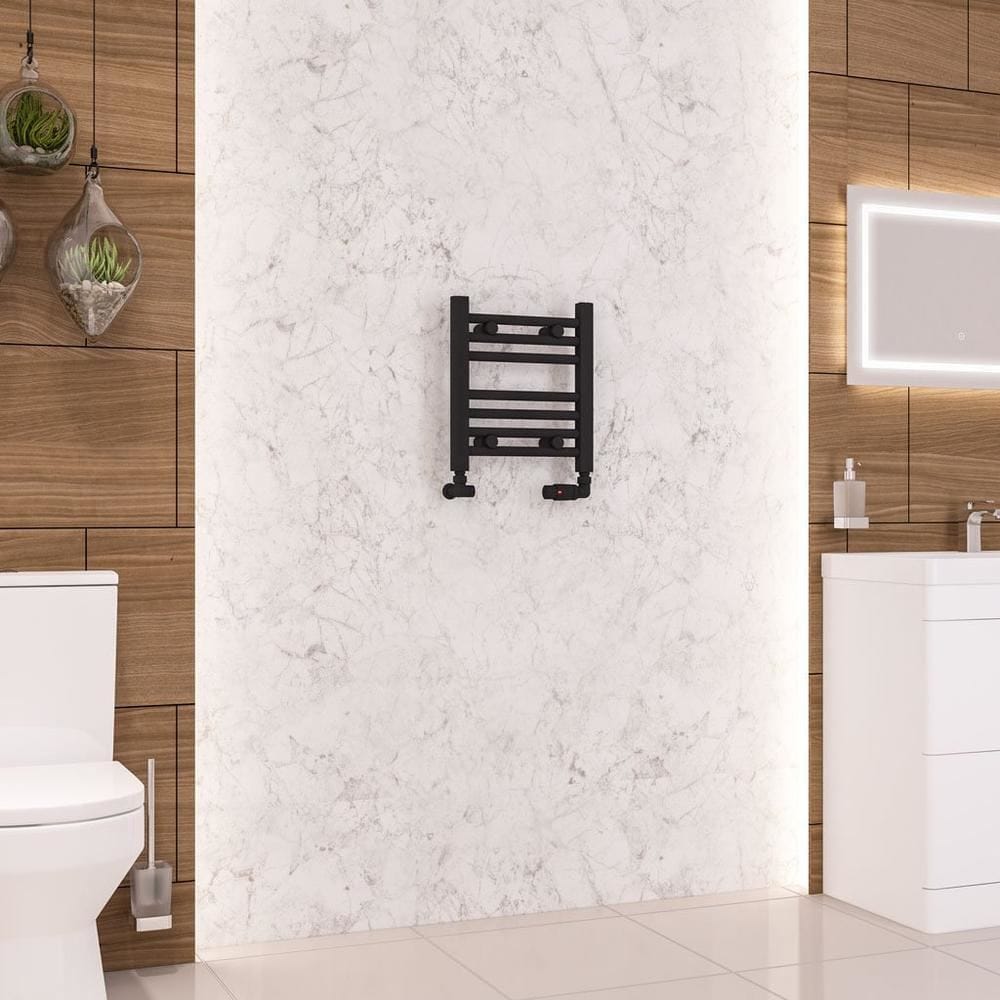 Eastbrook Ladder Rail Eastbrook Wendover Straight Vertical Heated Towel Rail in Matt Black 360 x 400 / Central Heating