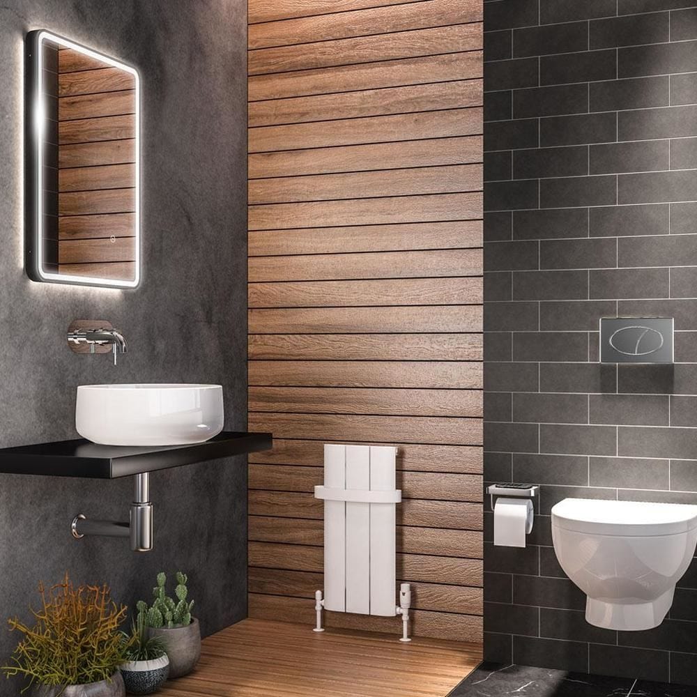 Eastbrook Panel Radiator Eastbrook Peretti Straight Vertical Aluminium Radiator in Matt White 600 x 280 / Central Heating