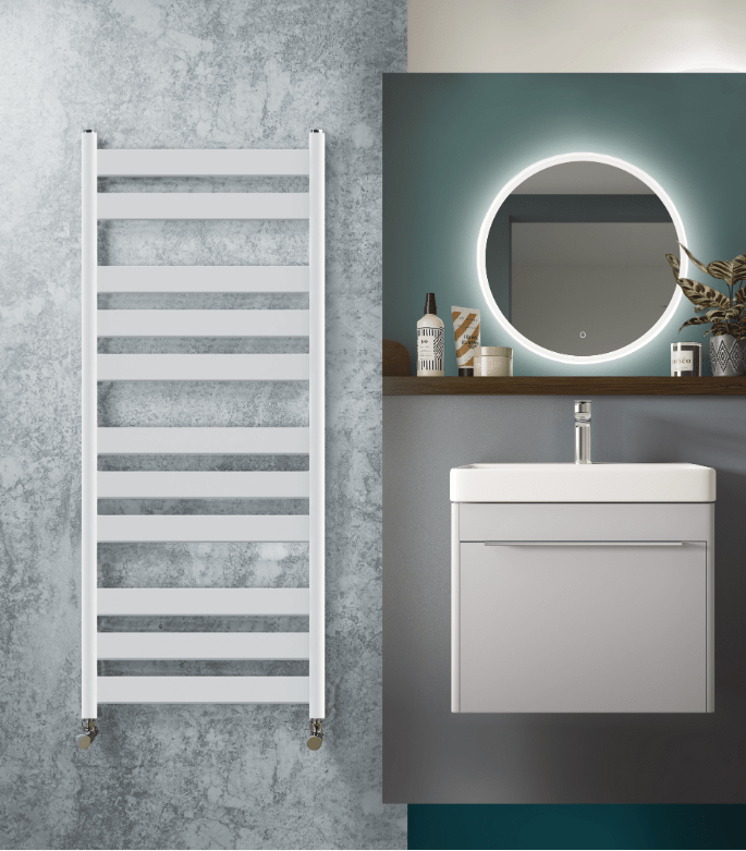 Redroom Designer Towel Radiators Redroom Azor Straight Vertical Designer Towel Rail in White