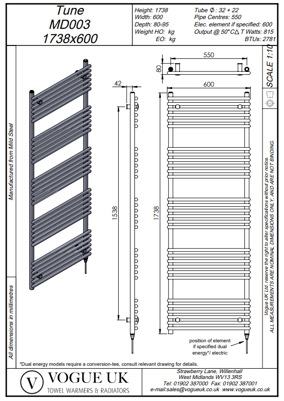 Vogue Designer Towel Radiators Vogue Tune Straight Designer Towel Radiator in Chrome