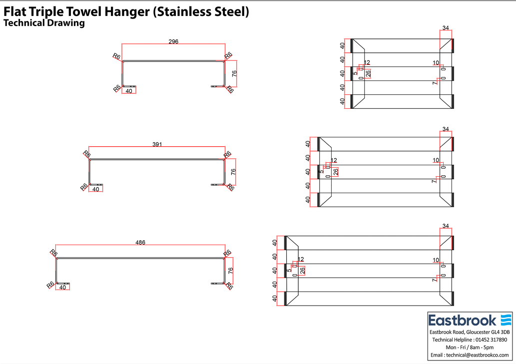 Eastbrook Radiator Towel Hangers Eastbrook Flat Triple Towel Hanger