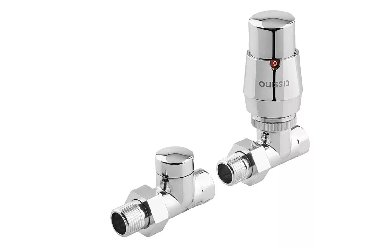 Tissino Radiator Valves Tissino Hugo2 - Straight Valves with Thermostatic Head -Chrome - THU-303-CP