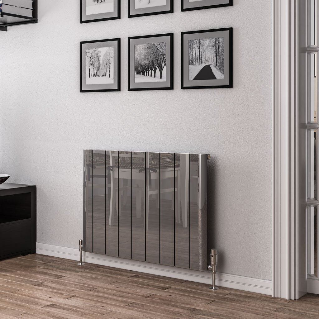 Eastbrook Panel Radiators Eastbrook Peretti Straight Horizontal Aluminum Radiator in Polished Aluminum 600 x 850 / Central Heating