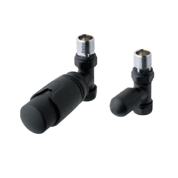 Totally Rads Eastbrook Biava Thermostatic Straight Radiator Valve and Lockshield - Matt Black - 41.3022