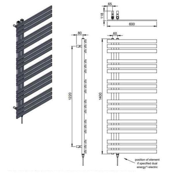 Vogue Designer Towel Radiators Vogue Aquila Designer Towel Rail in Chrome