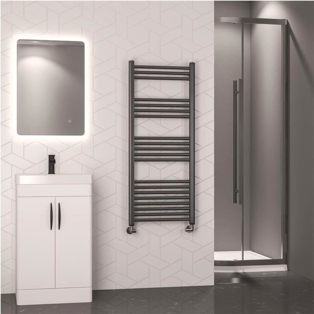 Eastbrook Ladder Rail Eastbrook Wendover Straight Heated Towel Rail in Brushed Gunmetal 1200 x 500mm / Dual Fuel