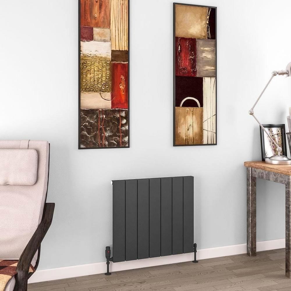 Eastbrook Flat Panel Radiators Eastbrook Charlton Horizontal Designer Radiator in Matt Anthracite 600 x 660 / Dual Fuel