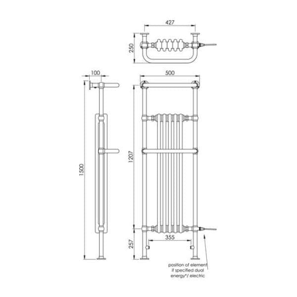 Vogue Insert Radiators Vogue Regency Tall Straight Traditional Floor Mounted Radiator in Chrome/White