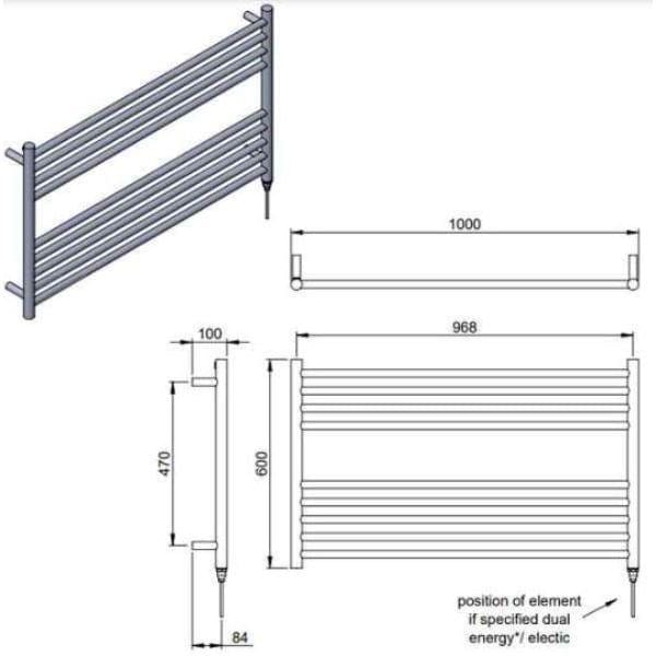 Vogue Ladder Rails Vogue Pearl Straight Ladder Towel Rail in Polished Stainless Steel
