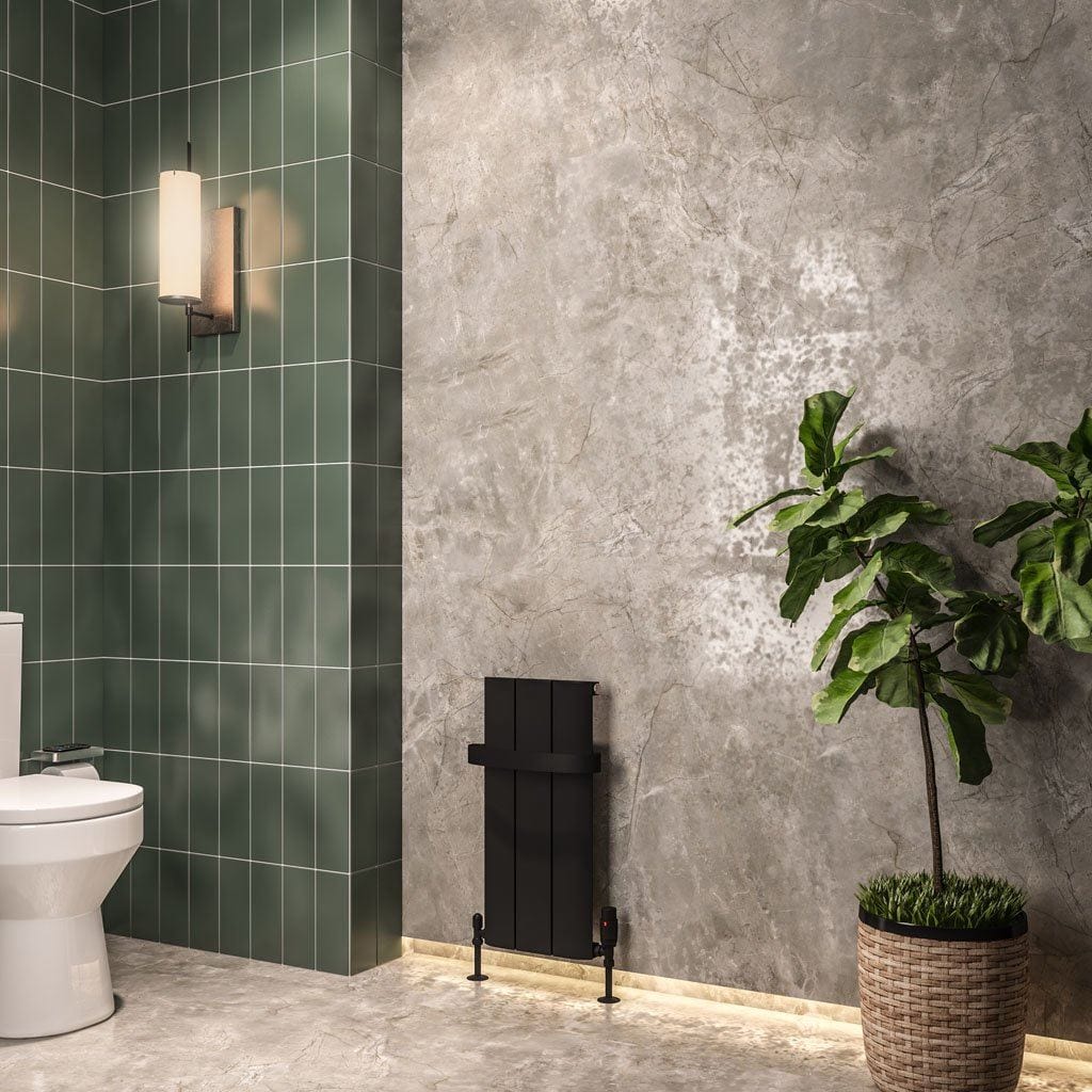 Eastbrook Vertical Panel Radiators Eastbrook Peretti Straight Vertical Aluminium Radiator in Matt Black 600 x 280 / Central Heating