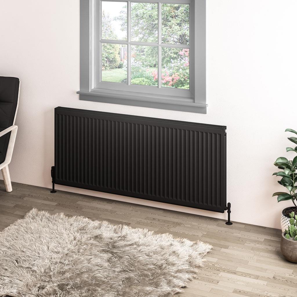 Aquarius Bathrooms Type 11 Aquarius Type 11 Compact Panel Radiator In Matt Black 600 x 1400mm