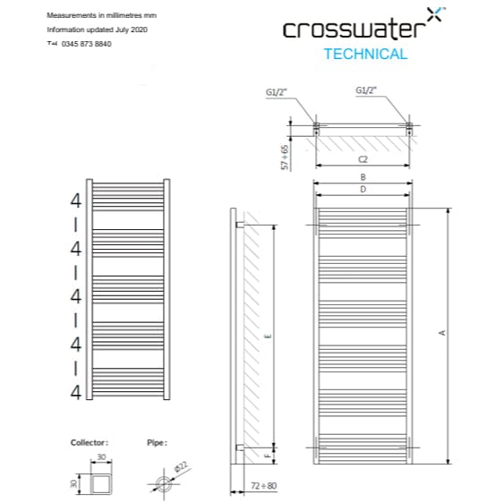Crosswater Ladder Rail Crosswater MPRO Designer Vertical Towel Radiator in Brushed Bronze