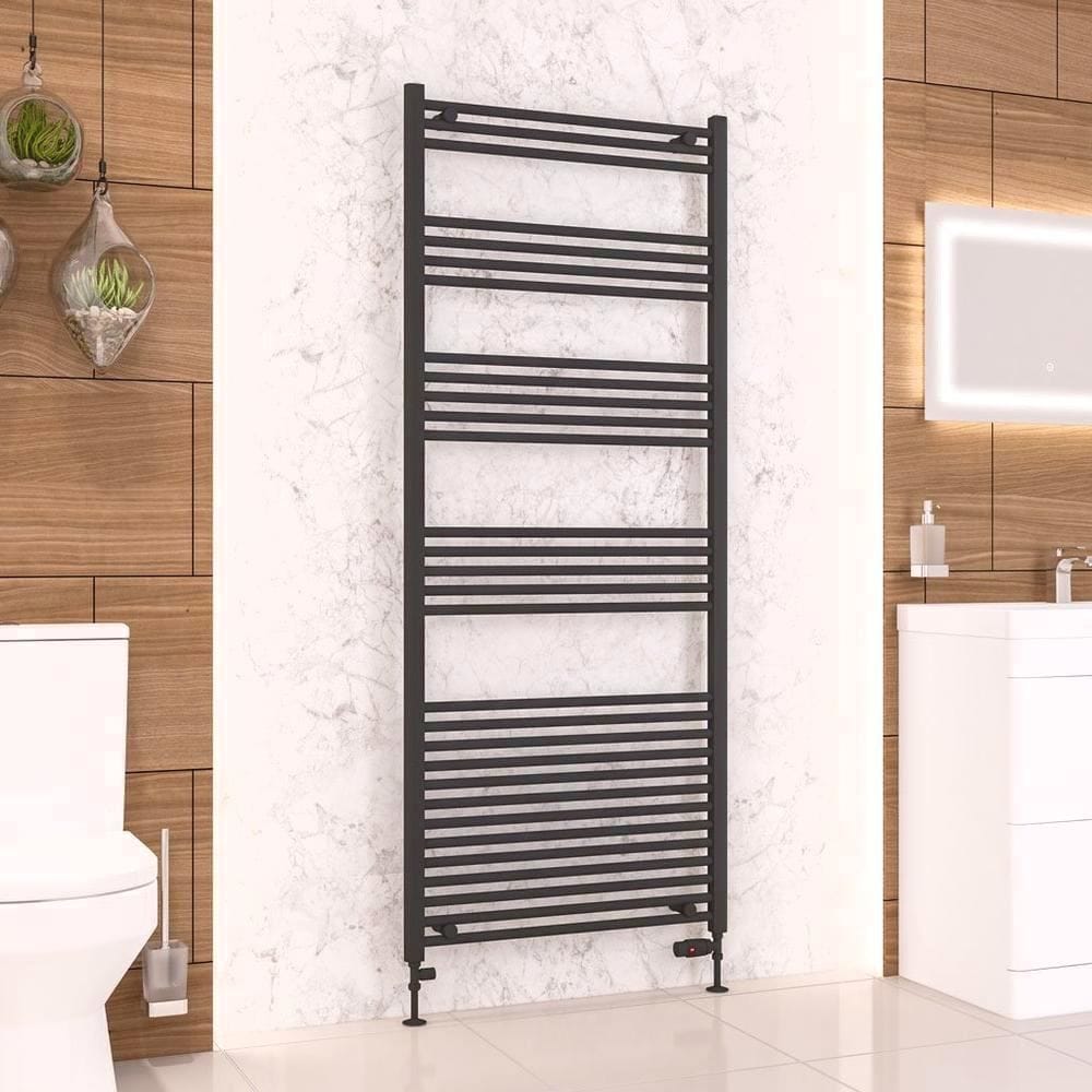 Eastbrook Ladder Rail Eastbrook Wendover Straight Vertical Heated Towel Rail in Matt Black 1800 x 750 / Electric Only