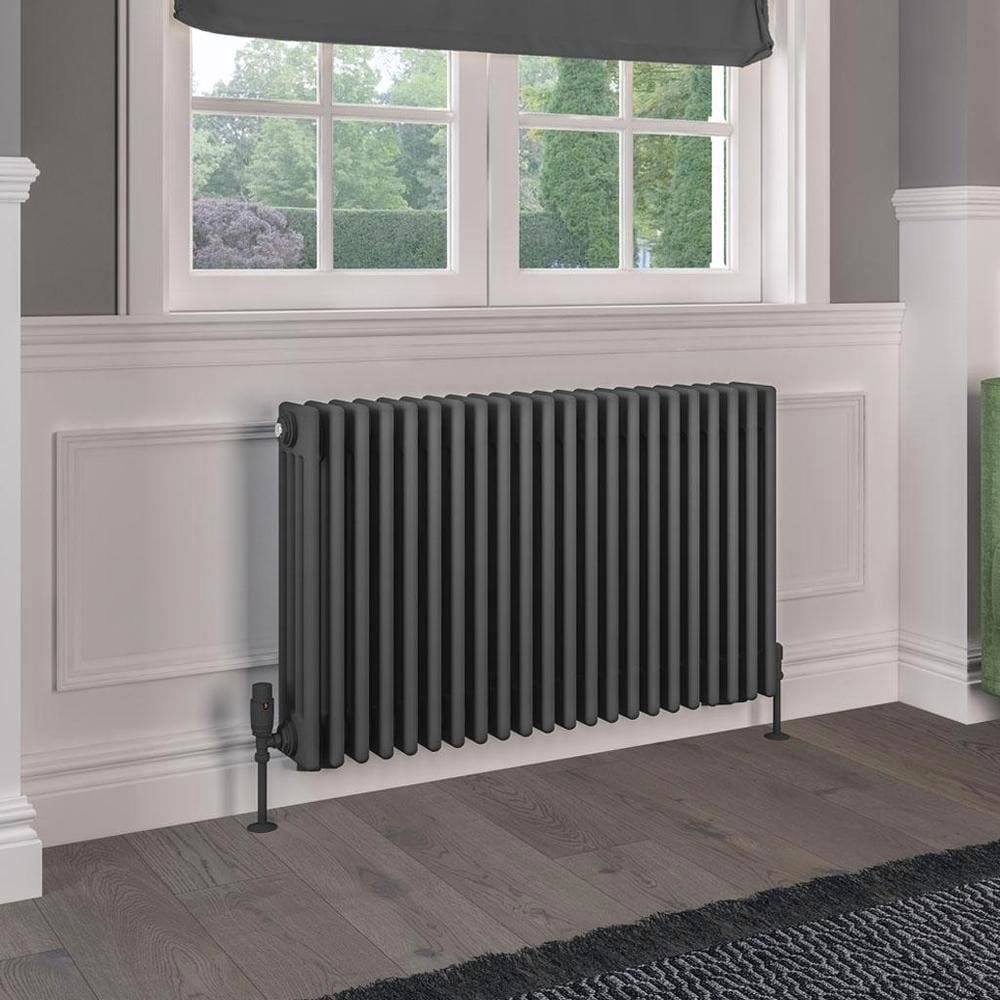 Eastbrook Column Radiator Eastbrook Rivassa Traditional 4 Column Radiator in Matt Anthracite 600 x 1010 / Dual Fuel